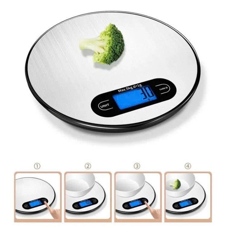 Cân nhà bếp điện tử 3kg - 5kg/1g cảm ứng LCD cao cấp có tính năng trừ bì, độ chính xác cao