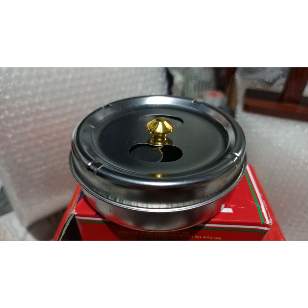 Gạt Tàn Inox Có Núm Xoay Đóng Mở Nắp