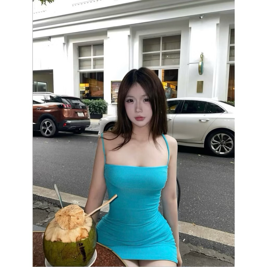 🩵 | LYN WEAR | Đầm Body 2 Dây Xanh Ngọc Nhún Ngực Ôm Body Co Giãn Tốt Tôn Dáng Sexy Sang Trọng