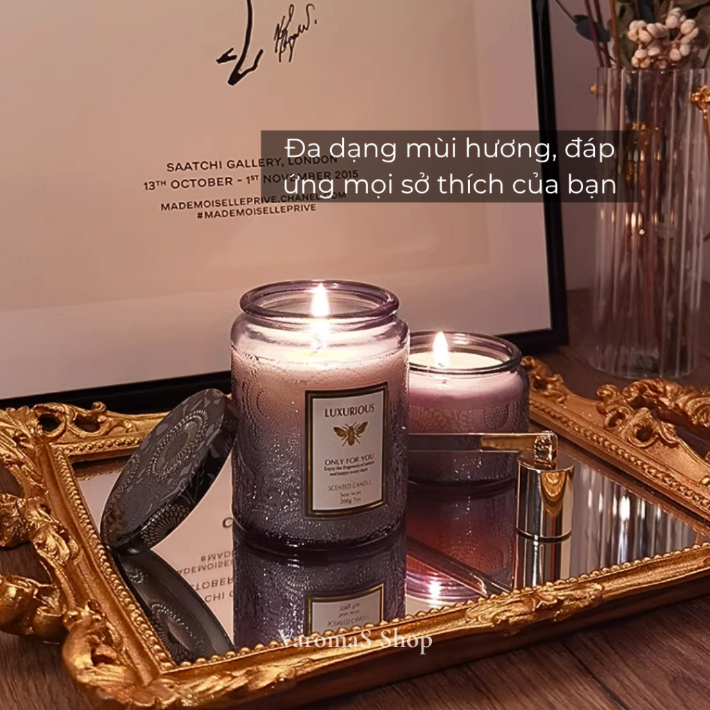 Nến Thơm VaromaS NEN01 Tinh Dầu Thiên Nhiên Thư Giãn Trang Trí Quà Tặng Cao Cấp
