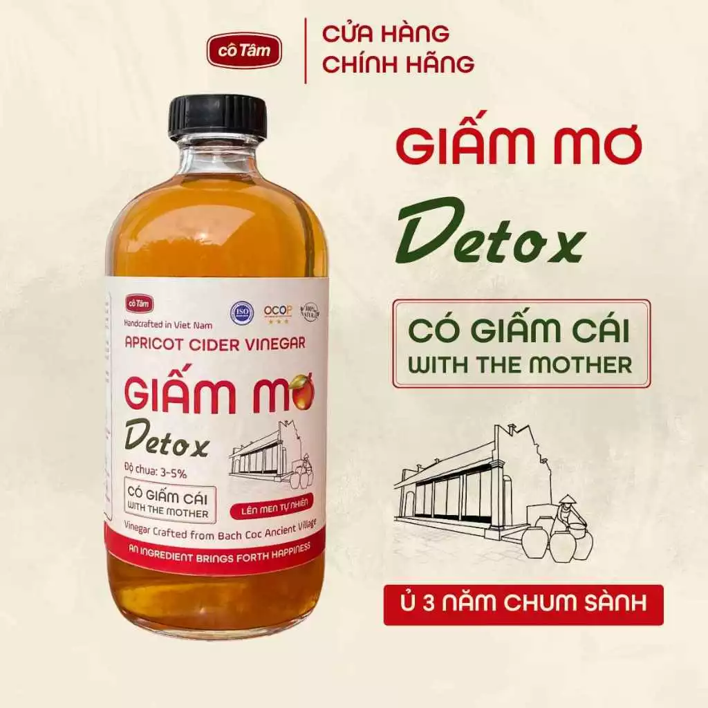 Giấm mơ Cô Tâm - GIẤM GIẢM CÂN - Dấm DETOX - Apricot Vinegar 500ml