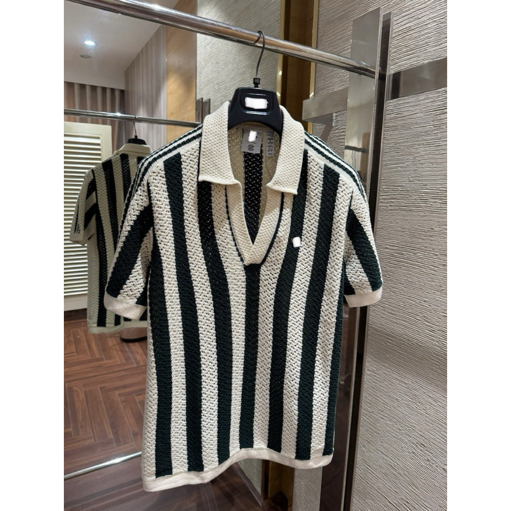 ⚡️[Hight Quality] Áo Polo Len 1adis X C1ot By Sọc Đen - Điểm Nhấn Dệt Lỗ Phối Họa Tiết Cách Thêu Cao Cấp