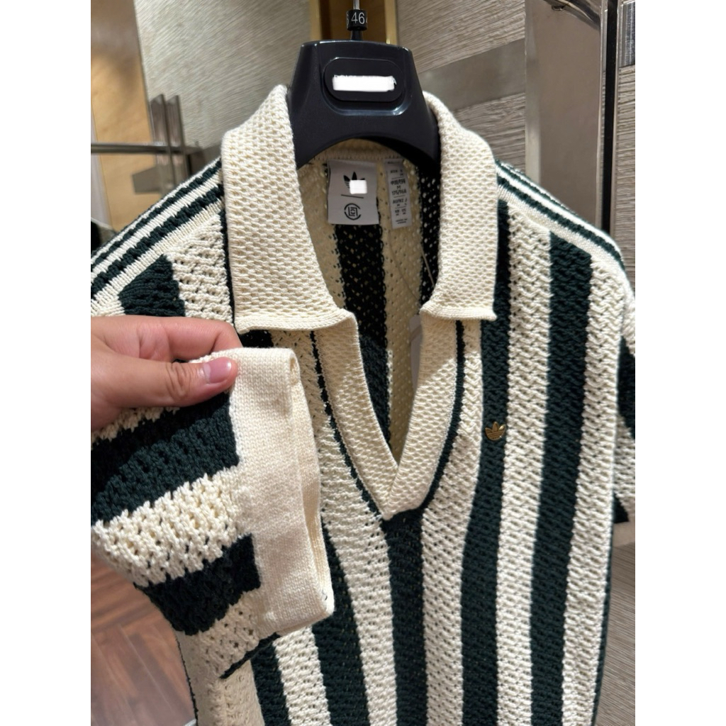 ⚡️[Hight Quality] Áo Polo Len 1adis X C1ot By Sọc Đen - Điểm Nhấn Dệt Lỗ Phối Họa Tiết Cách Thêu Cao Cấp