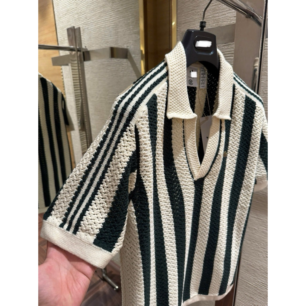 ⚡️[Hight Quality] Áo Polo Len 1adis X C1ot By Sọc Đen - Điểm Nhấn Dệt Lỗ Phối Họa Tiết Cách Thêu Cao Cấp