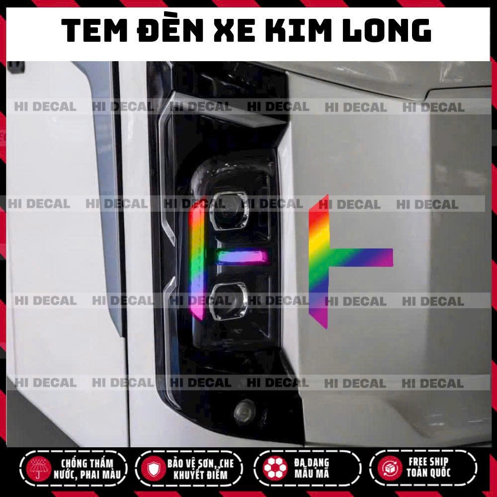 Tem dán đèn xe khách Kim Long 99 , decal đổi màu đèn xe Kim Long 29 -45 tem dán đổi màu đèn cực chất (1 bộ 2 bên)