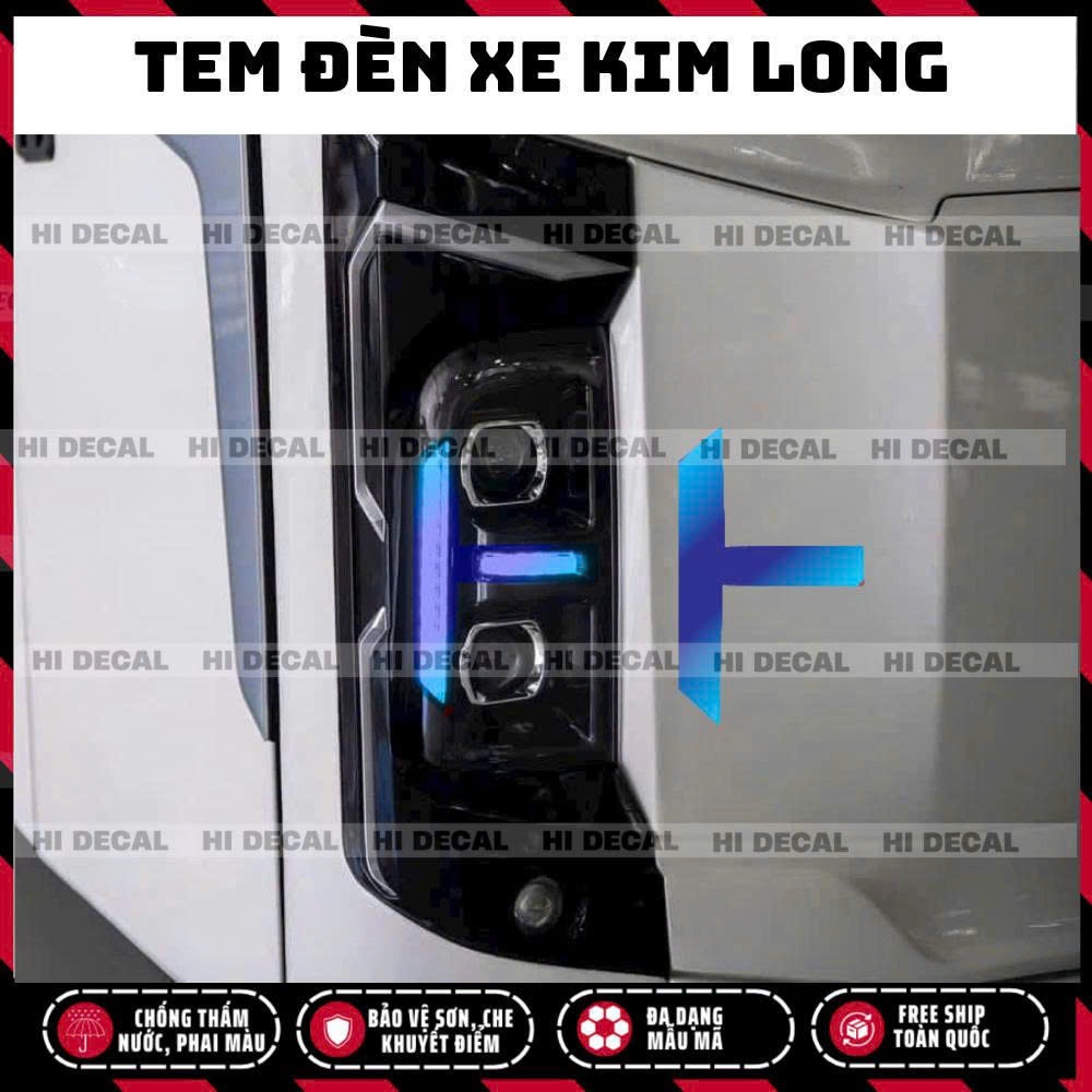 Tem dán đèn xe khách Kim Long 99 , decal đổi màu đèn xe Kim Long 29 -45 tem dán đổi màu đèn cực chất (1 bộ 2 bên)
