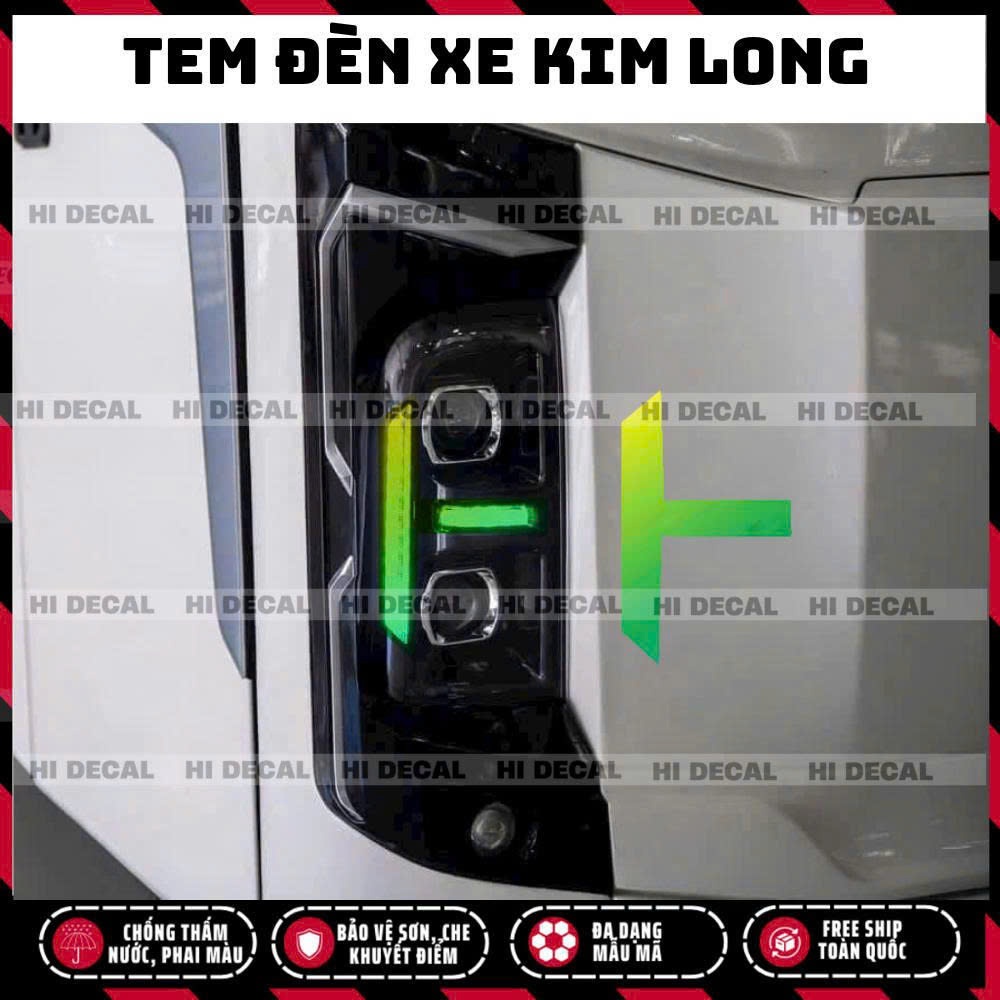 Tem dán đèn xe khách Kim Long 99 , decal đổi màu đèn xe Kim Long 29 -45 tem dán đổi màu đèn cực chất (1 bộ 2 bên)