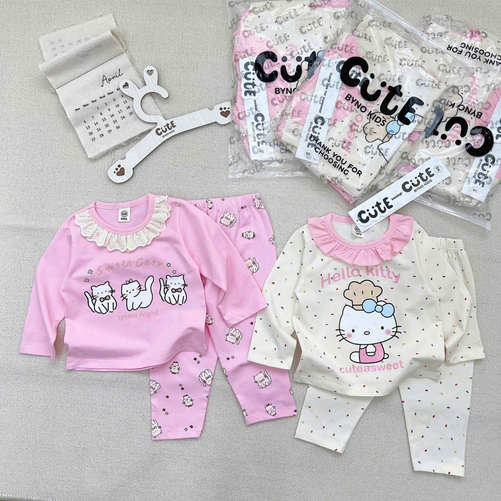 ĐỒ BỘ BÉ GÁI MẪU BỘ NGỦ REN CỔ SZ 9 - 32 KG QUẦN ÁO BÉ GÁI THU ĐÔNG