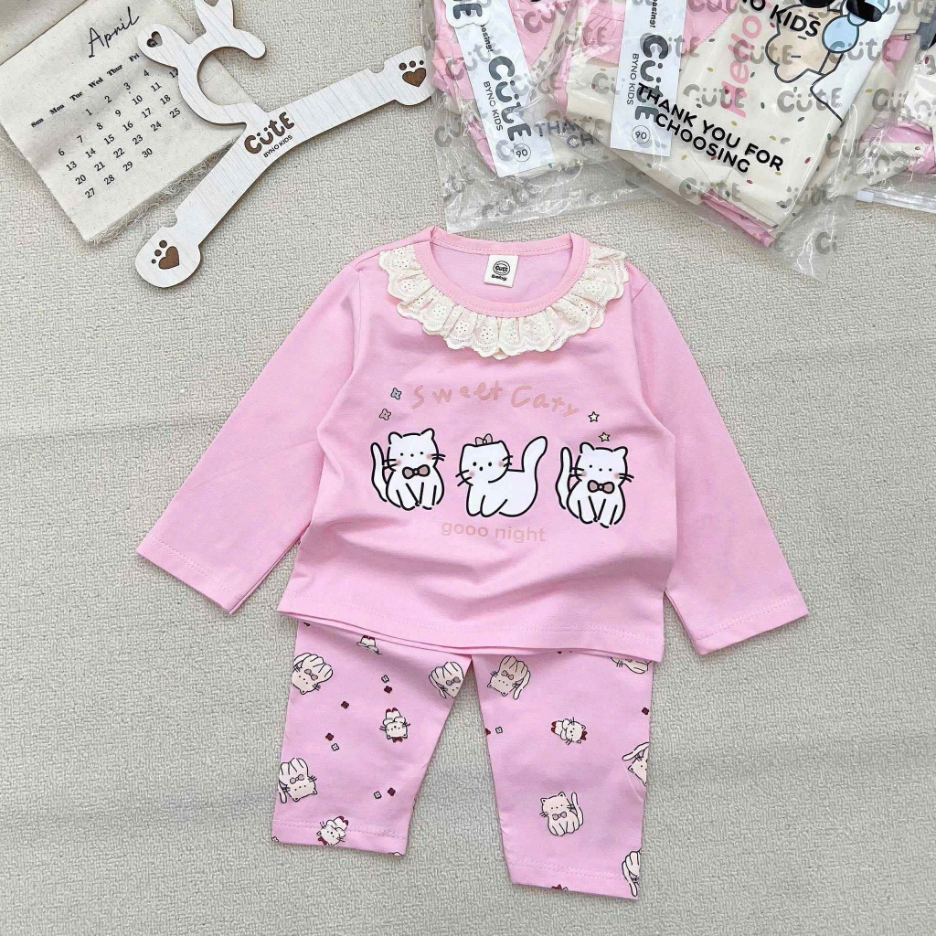 ĐỒ BỘ BÉ GÁI MẪU BỘ NGỦ REN CỔ SZ 9 - 32 KG QUẦN ÁO BÉ GÁI THU ĐÔNG