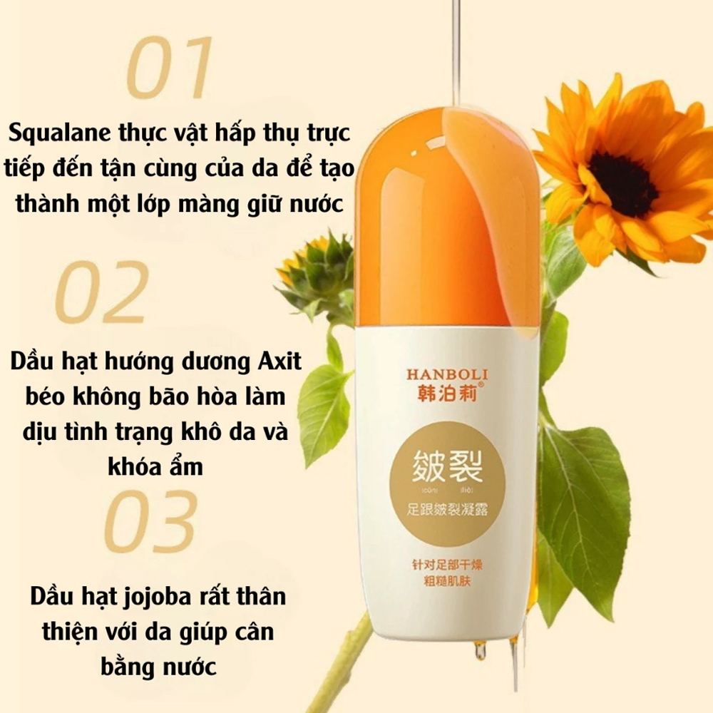 Kem Dưỡng Da Tay Chân Giảm Khô Nứt Nẻ Hanboli 60ml, Kem Dưỡng Ẩm Nứt Nẻ Gót Chân Vaseline, Lăn Dưỡng Ẩm Gót Chân Nứt Nẻ