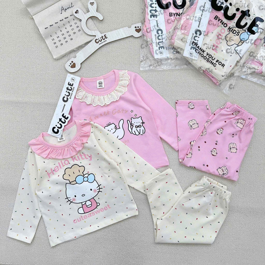ĐỒ BỘ BÉ GÁI MẪU BỘ NGỦ REN CỔ SZ 9 - 32 KG QUẦN ÁO BÉ GÁI THU ĐÔNG