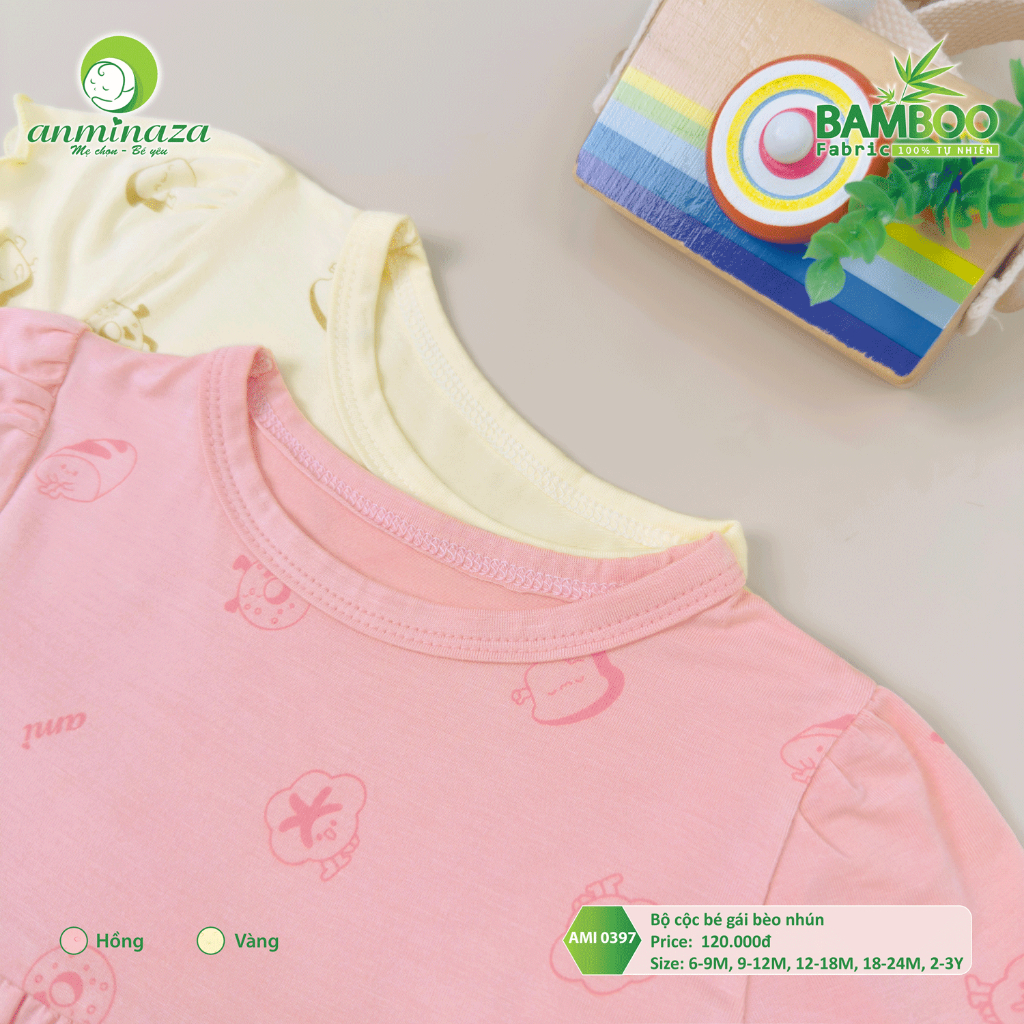 Bộ Cộc Bé Gái Nhún Bèo Mềm Mại, An Toàn Và Dễ Thương Cho Bé Yêu - Hàng Chính Hãng AMI0397
