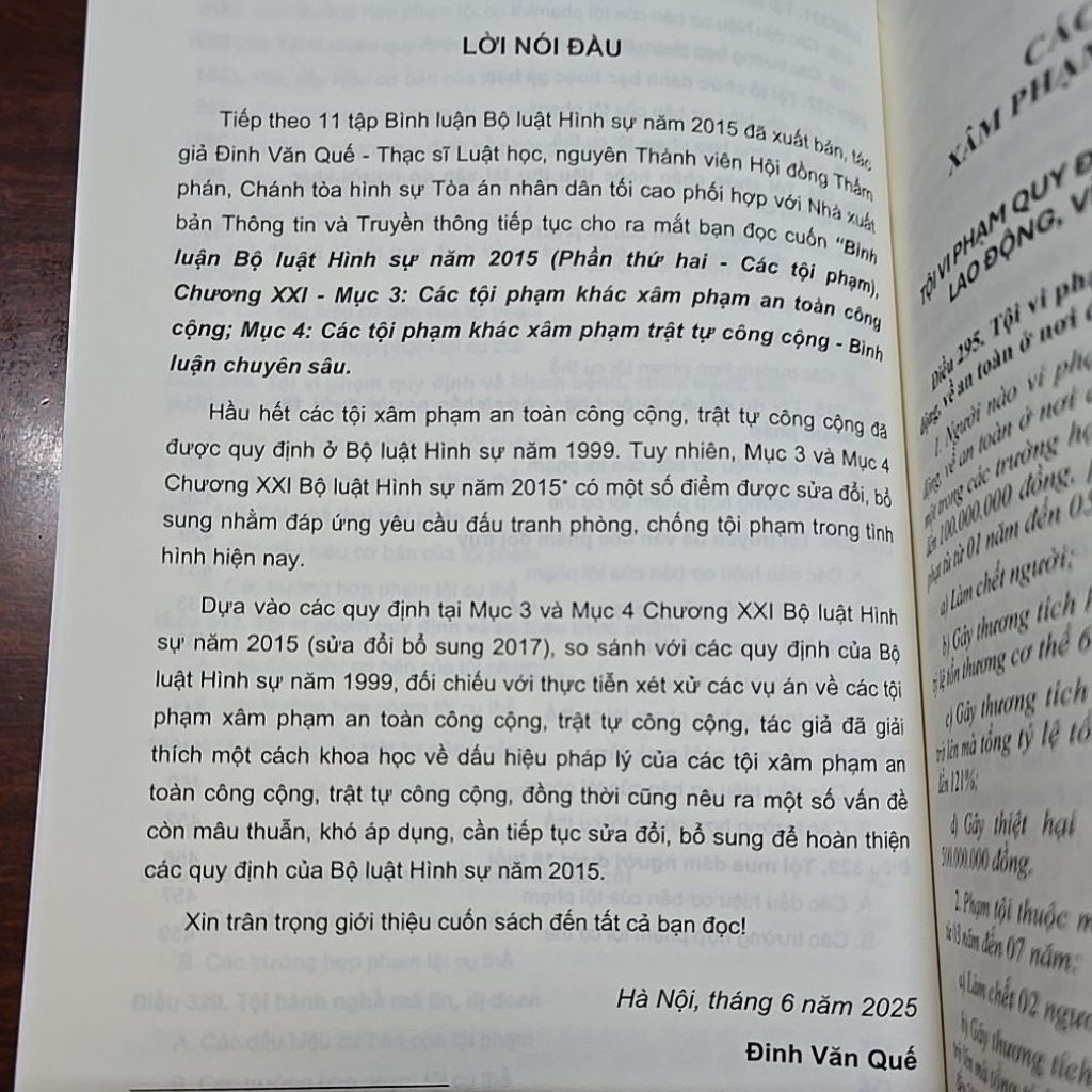 Sách - Bình luận bộ luật Hình Sự năm 2015 Chương XXI MỤC 3: Các tội khác xâm phạm an toàn công cộng...