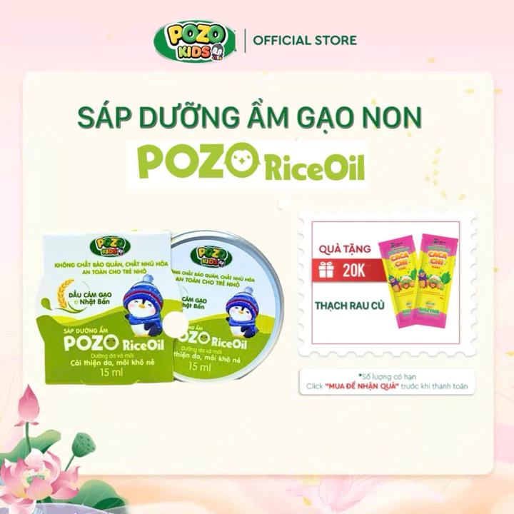Sáp Gạo Non POZOKIDS dưỡng ẩm Da và Môi thuần chay cho bé Pozo - Sáp Dưỡng Ẩm Pozo Rice Oil - 15ml