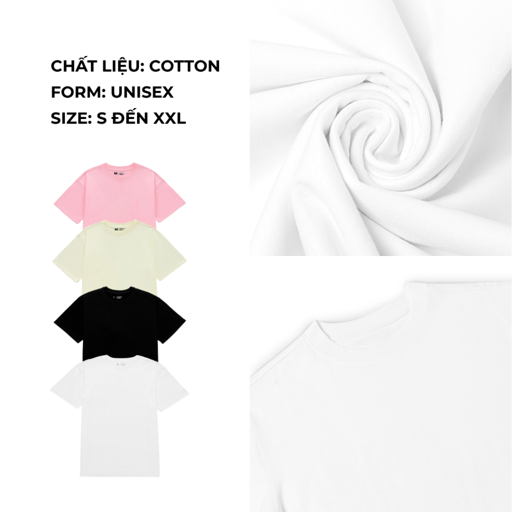 Áo Thun TRƠN Unisex Form Rộng Tay Lỡ Phông Nam Nữ Bigsize Basic Đơn Giản | Local Brand Midori Studio