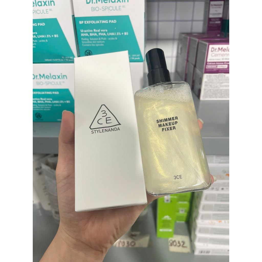 Xịt Khóa Nền 3CE Căng Bóng Shimmer Makeup Fixer 95ml