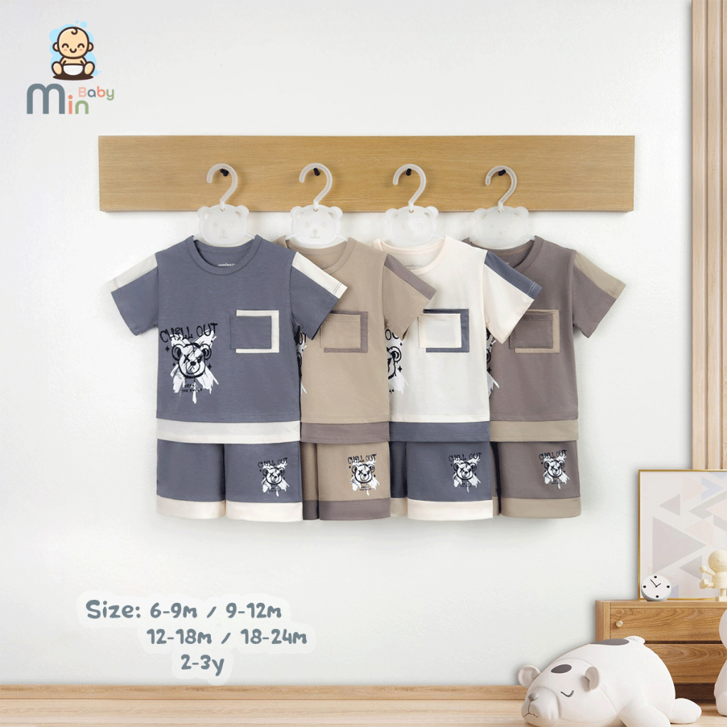Bộ Cộc Tay Bé Trai Chất Vải Modal Mềm Mịn, Thoáng Mát - Hàng Chính Hãng MIN0402