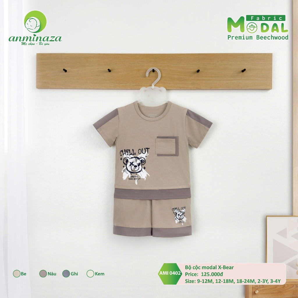 Bộ Cộc Tay Bé Trai Chất Vải Modal Mềm Mịn, Thoáng Mát - Hàng Chính Hãng MIN0402