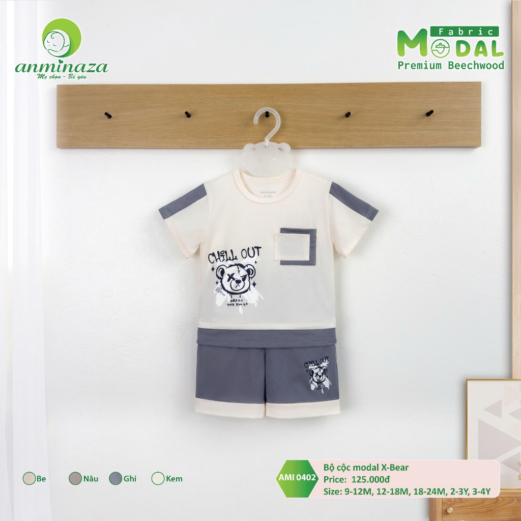 Bộ Cộc Tay Bé Trai Chất Vải Modal Mềm Mịn, Thoáng Mát - Hàng Chính Hãng MIN0402