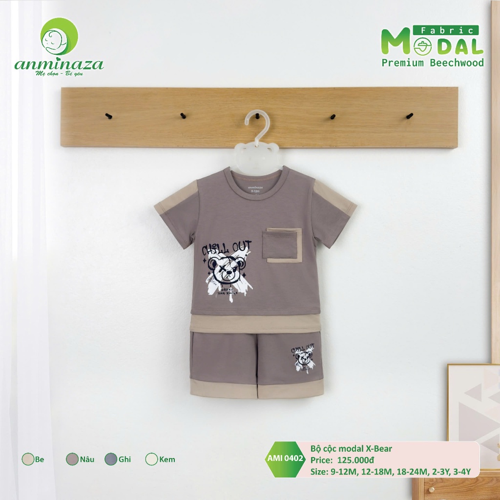 Bộ Cộc Tay Bé Trai Chất Vải Modal Mềm Mịn, Thoáng Mát - Hàng Chính Hãng MIN0402