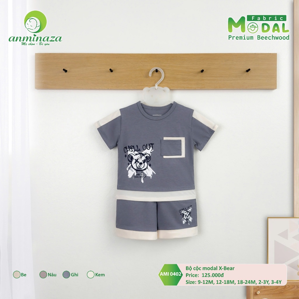 Bộ Cộc Tay Bé Trai Chất Vải Modal Mềm Mịn, Thoáng Mát - Hàng Chính Hãng MIN0402