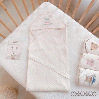 [MONONA] Ủ Choàng Organic Monona 3 Lớp Có Mũ Cao Cấp Thoáng Mát Mềm Mịn Cho Bé Sơ Sinh - Lucie's Mom