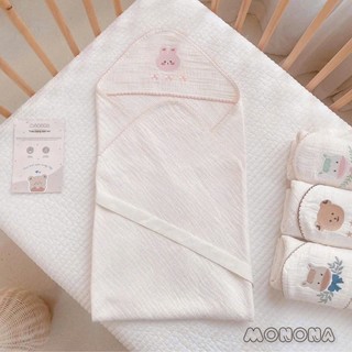 [MONONA] Ủ Choàng Organic Monona 3 Lớp Có Mũ Cao Cấp Thoáng Mát Mềm Mịn Cho Bé Sơ Sinh - Lucie's Mom