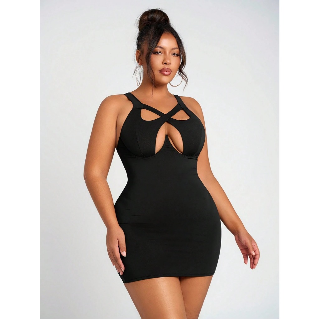 Đầm Bodycon Mini Nữ Big Size Sexy Cổ Khoét Dáng Ôm Sát YN174
