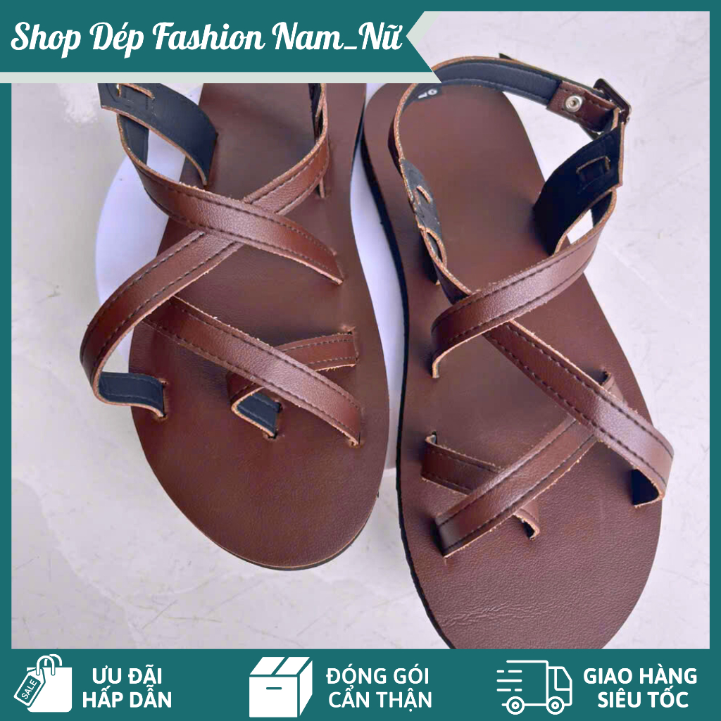 Dép sandal da PU màu nâu – Êm chân, chống trơn trượt, phù hợp đi học, đi chơi