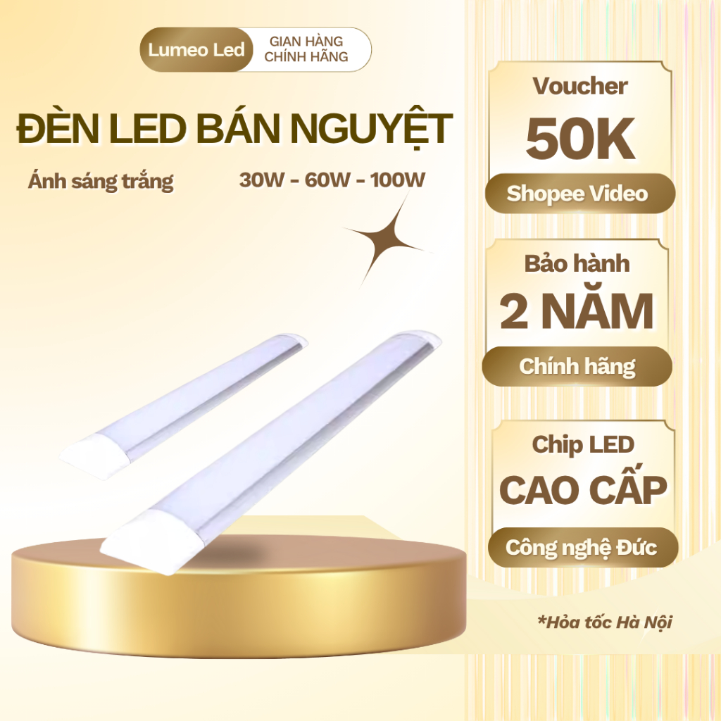 Đèn Tuýp LED Bán Nguyệt Oval Trần Viền 60W-1m2- Bảo Hành 24 Tháng ...