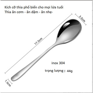 (mã S3)1 Cái Thìa Inox 304 Cao Cấp  Muỗng Ăn Cơm Ăn Dặm Chất Lượng Bền đẹp, an toàn, sáng bóng!