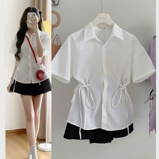 Áo Sơ Mi Nữ Kiểu Tay Ngắn, Áo Sơ Mi Nữ Kiểu Hàn Quốc, Áo Sơ Mi Nữ Kiểu Tiểu Thư Đẹp Trắng Đen CT488
