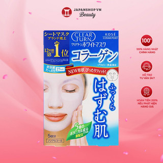 Mặt nạ  Kosé Clear Turn 5 miếng hỗ trợ dưỡng sáng, bổ sung collagen chính hãng Nhật Bản