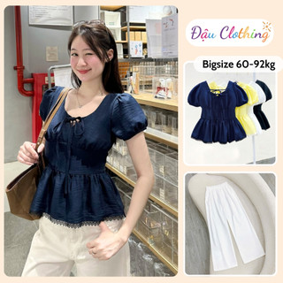 SET Bộ Bigsize Nữ Áo Babydoll Vạt Xòe Dễ Thương Kèm Quần Suông Mặc Đi Chơi Đi Làm A304-Q558