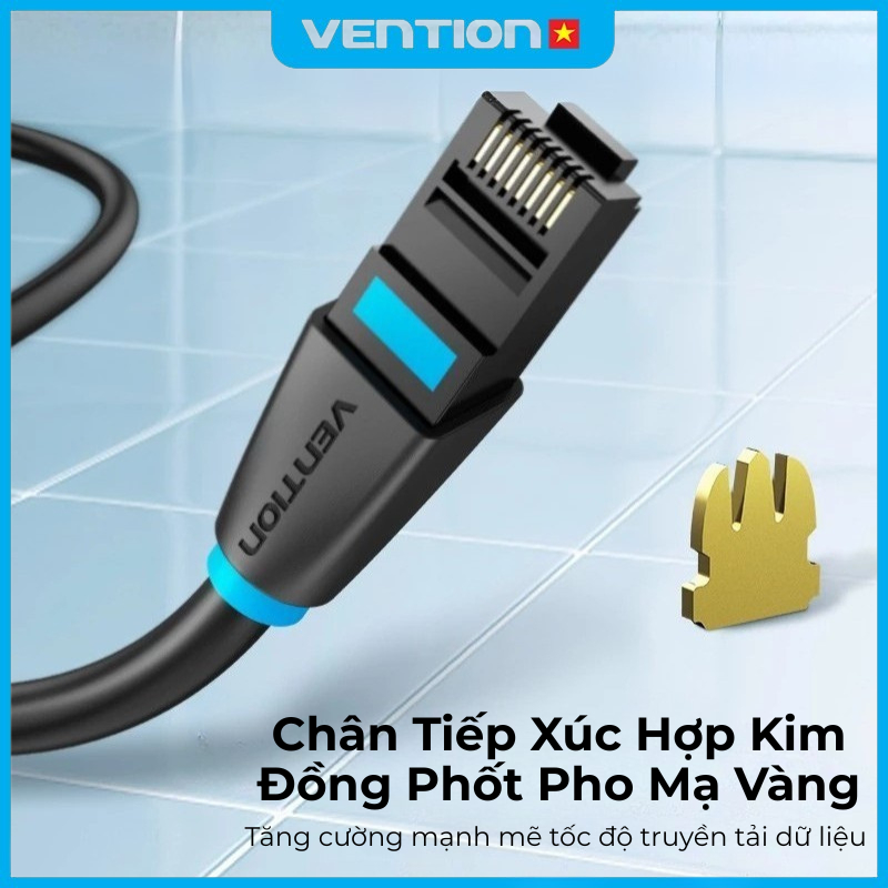 Cáp Mạng Cat6 Vention Cổng RJ45, 1000Mbps Băng Thông 250MHz, Dây Dẹt Gọn Gàng, Vỏ PVC Độ Bền Cao Tốc Độ Đột Phá