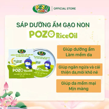 Sáp Gạo Non dưỡng ẩm Da và Môi thuần chay cho bé Pozo - Sáp Dưỡng Ẩm Pozo Rice Oil - 15ml