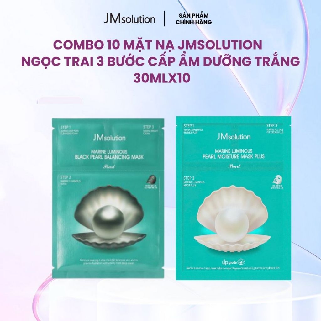 COMBO 10 Mặt Nạ Jmsolution Ngọc Trai 3in1 - 3 Bước Hỡ Trợ,Cấp Ẩm, Dưỡng Trắng 30mlx10