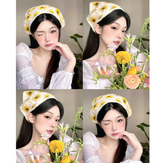 [🔥XƯỞNG SALE SẬP SÀN🔥] Khăn Turban Len Thêu Hoa, Khăn Tam Giác Len Phong Cách Đồng Quê Pháp K251
