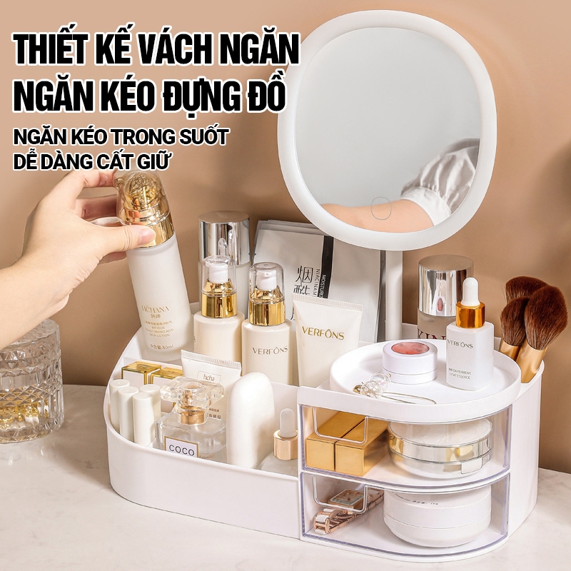 Kaleis Kệ Đựng Mỹ Phẩm Để Bàn 2 Ngăn Kéo Tiện Dụng, Khay Đựng Đồ Trang Điểm Mini Gọn Gàng Sang Trọng