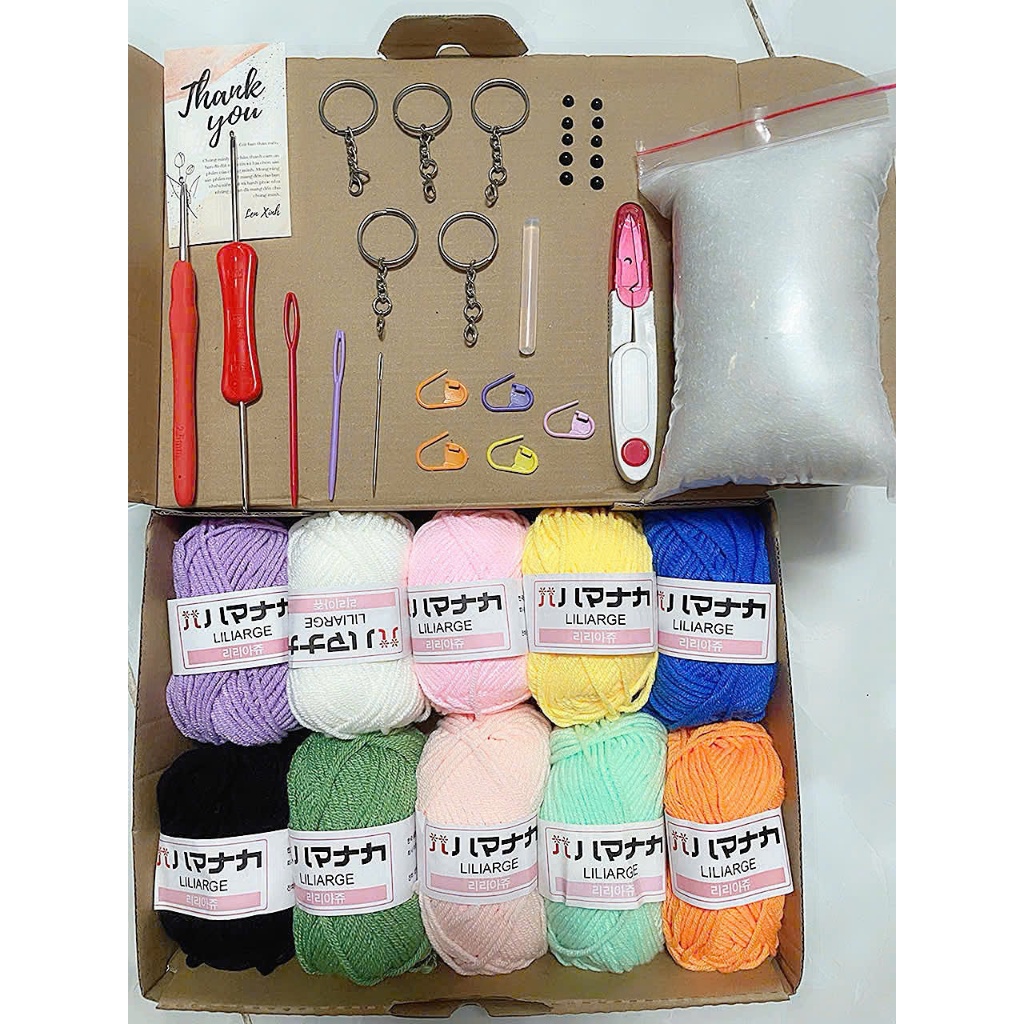 Set Móc Len, Bộ Nguyên Liệu học Móc Len cơ bản cho người mới Bắt Đầu ...