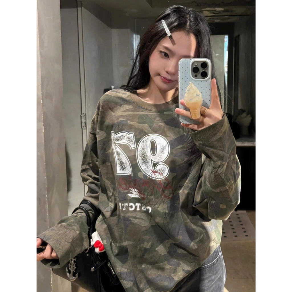 (sẵn)Áo thun dài tay rằn ri camo số 97 unisex ATDT045 - Tiktik