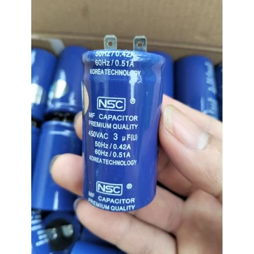 com bo 2 tụ quạt trần 3uf ,tụ dầu,tụ nsc chính hãng.tụ xanh nước biển