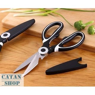 Kéo Cắt Gà, Kéo Inox Nhựa 2 Màu Đen Trắng Cắt Thực Phẩm Chế Biến Nhà Bếp Đa Năng, Tiện Lợi