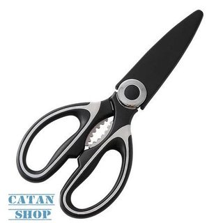 Kéo Cắt Gà, Kéo Inox Nhựa 2 Màu Đen Trắng Cắt Thực Phẩm Chế Biến Nhà Bếp Đa Năng, Tiện Lợi