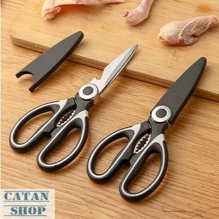 Kéo Cắt Gà, Kéo Inox Nhựa 2 Màu Đen Trắng Cắt Thực Phẩm Chế Biến Nhà Bếp Đa Năng, Tiện Lợi