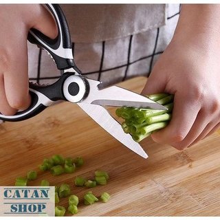 Kéo Cắt Gà, Kéo Inox Nhựa 2 Màu Đen Trắng Cắt Thực Phẩm Chế Biến Nhà Bếp Đa Năng, Tiện Lợi