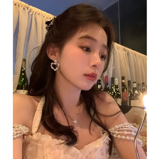 [HỎA TỐC] Bông Tai Trái Tim Đính Đá Ngọc Trai Đi Tiệc Siêu Xinh T18