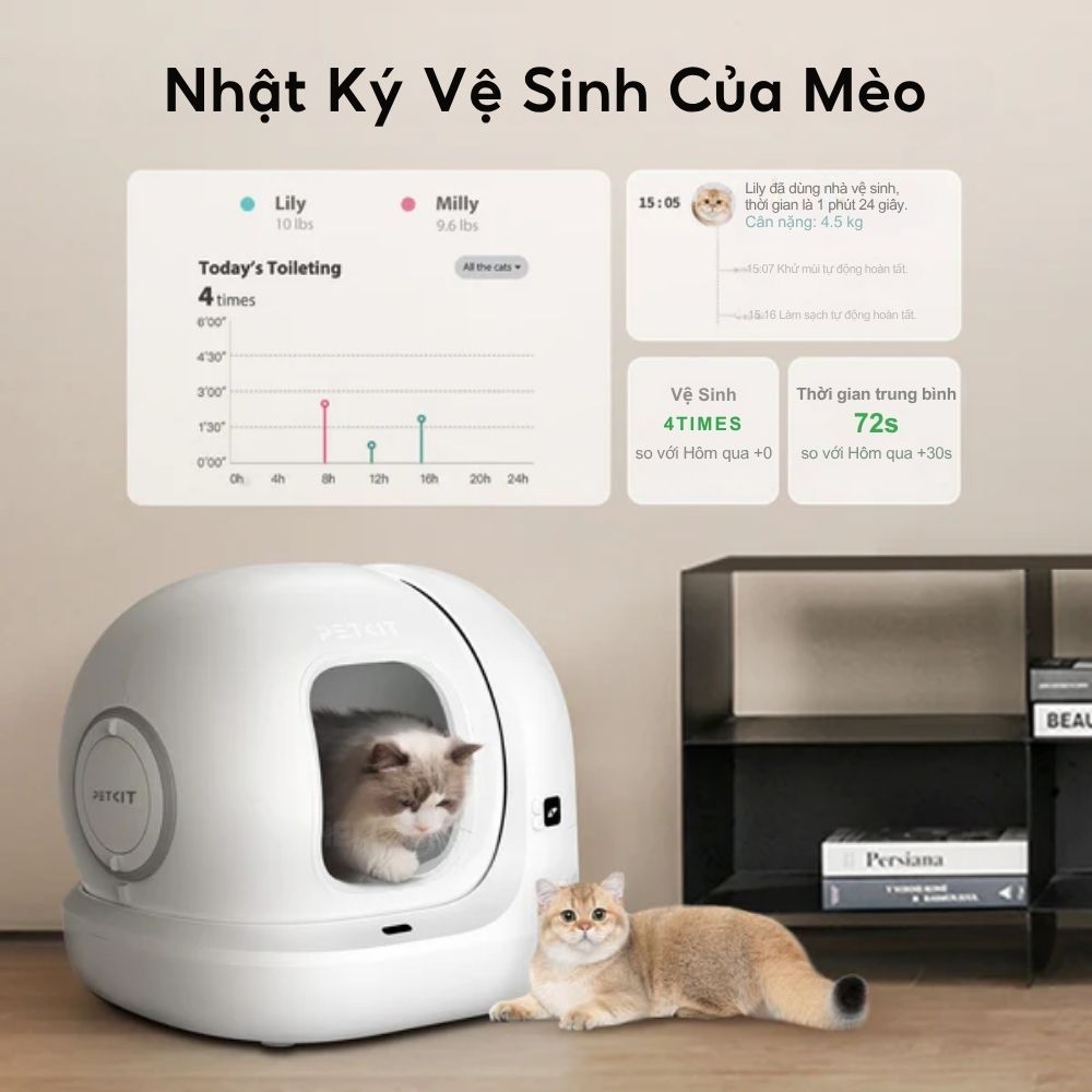 Máy Dọn Phân Mèo Tự Động, Nhà Vệ Sinh Tự Động cho Mèo Petkit Pura Max 2026