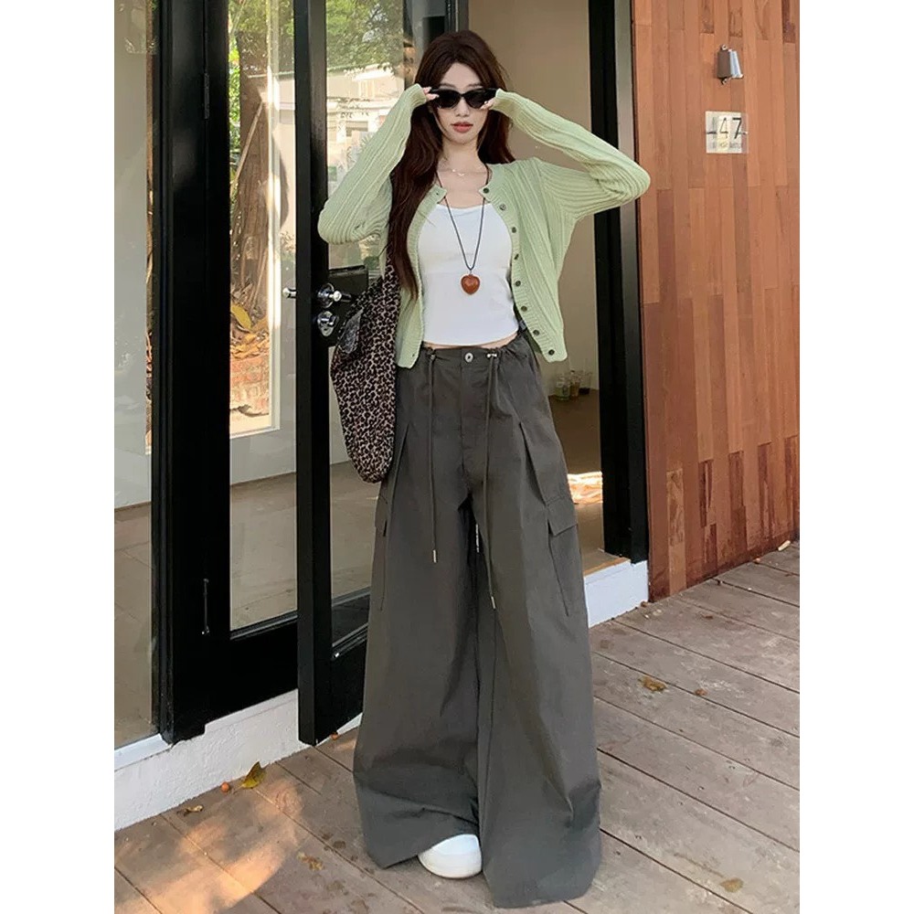 (sẵn)Áo khoác len cardigan khuy cài màu xanh cốm sợi đan cổ tròn dáng vừa CDG008 - Tiktik