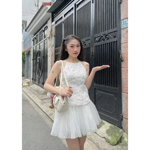 Váy Cổ Yếm Phối Ren